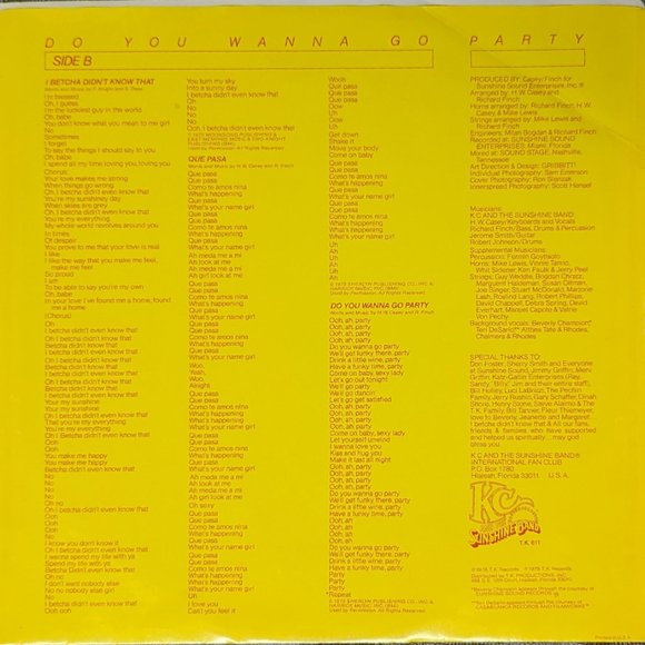 KC & The Sunshine Band – Do You Wanna Go Party - gatefold - Vinyl, 12" - 33 RPM - Picture 5 of 7